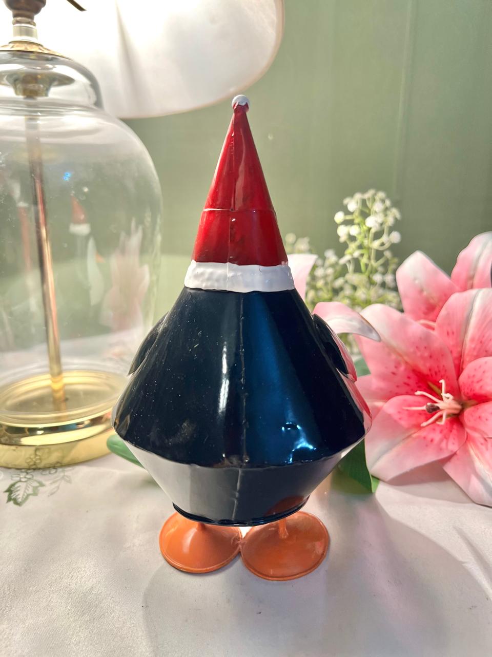 Vintage Penguin Christmas Metal Figurine Approx 20 cm