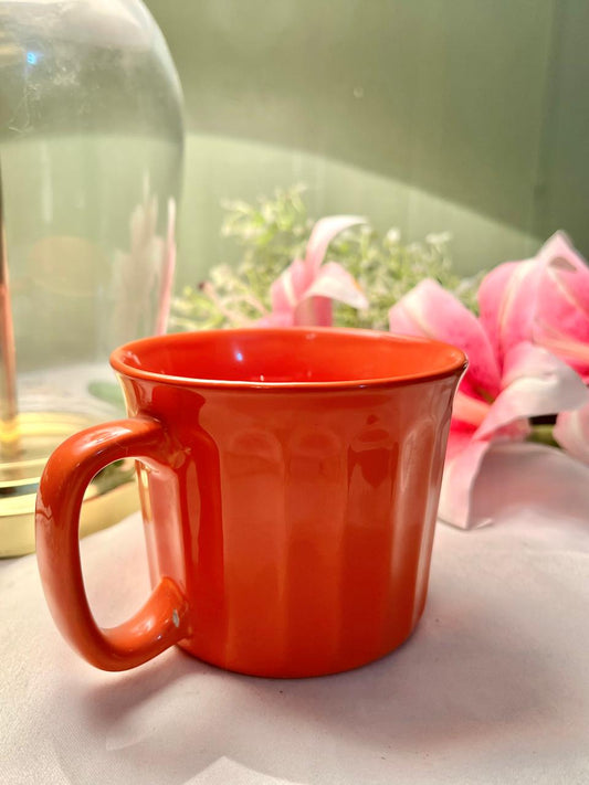 Orange Ceramic Soup Mug Large Round Design 12.5cm
