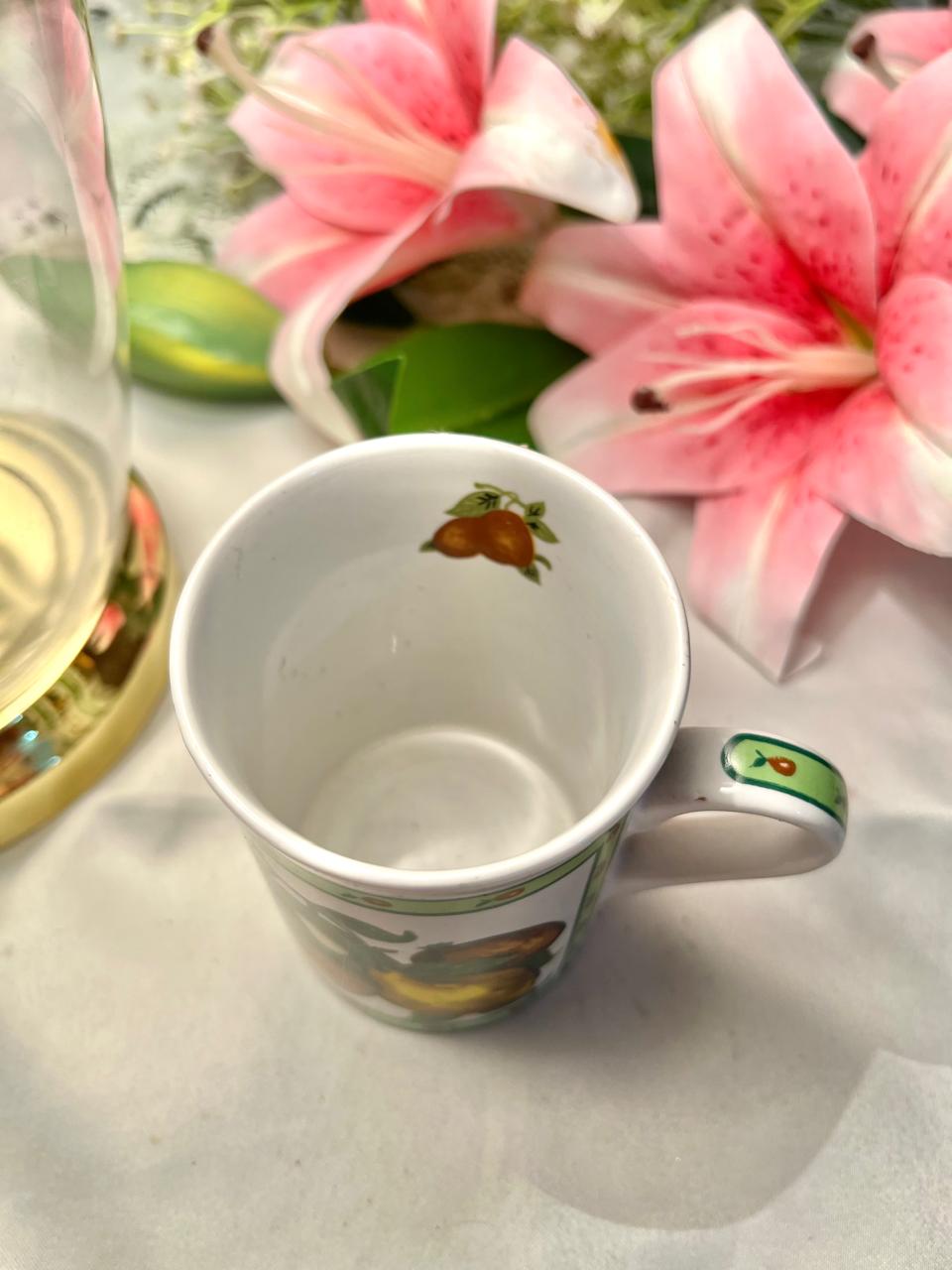 Fruit Design Ceramic Mug Green Border 10cm