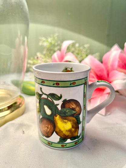 Fruit Design Ceramic Mug Green Border 10cm