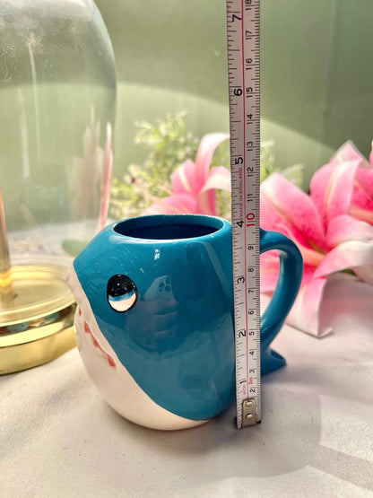 Vintage Blue Shark Ceramic Mug Approx 10 cm