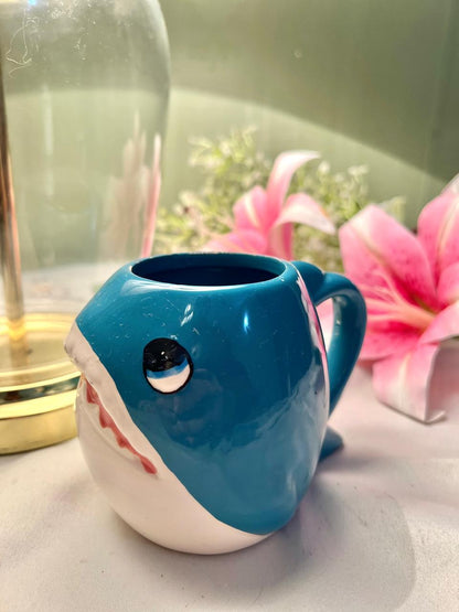 Vintage Blue Shark Ceramic Mug Approx 10 cm