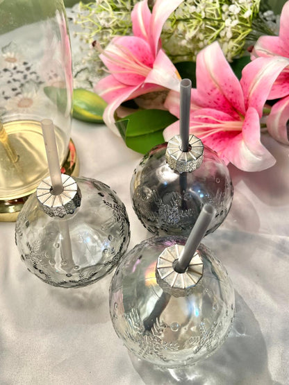 Crystal Snowflake Sipper Bottle – Elegant Glass Sipper, Each Piece 15 cm