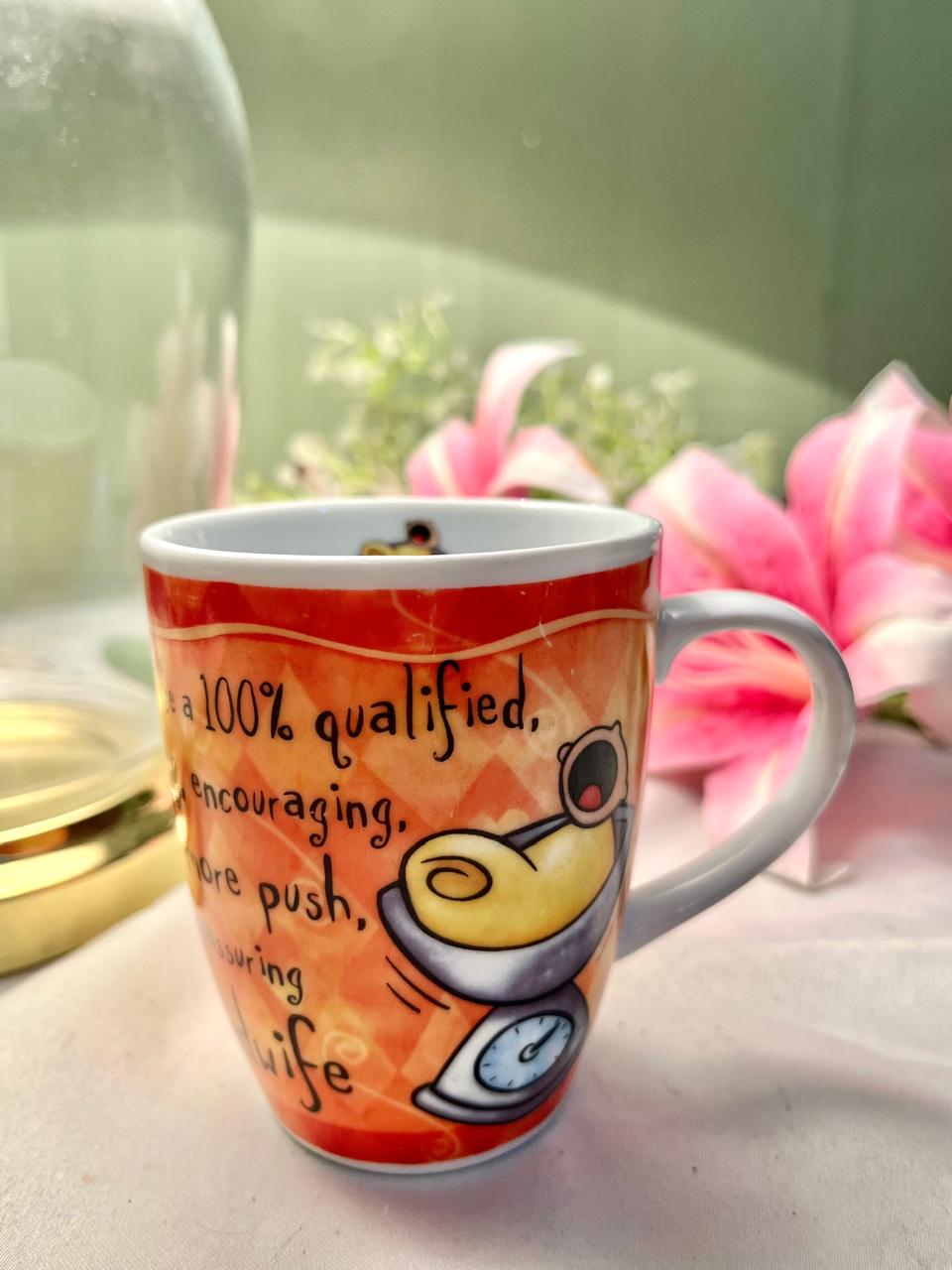 History & Heraldry Fine Porcelain Novelty Wife Mug Orange Humorous Gift Cup