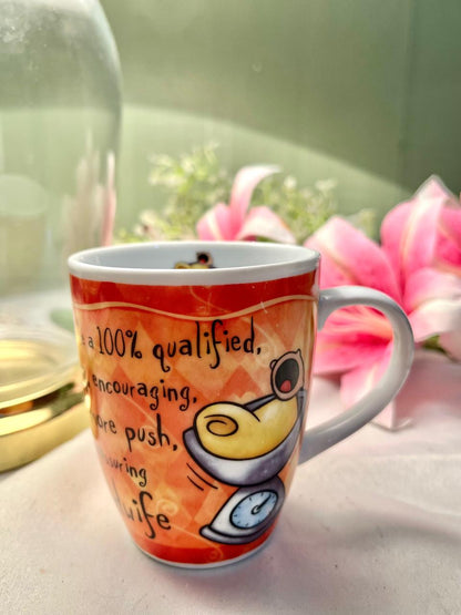 History & Heraldry Fine Porcelain Novelty Wife Mug Orange Humorous Gift Cup
