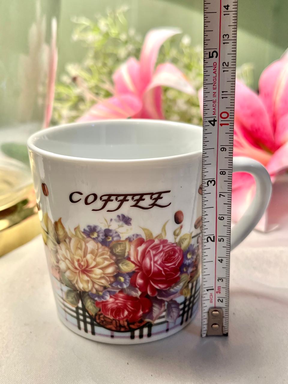 Floral Coffee Ceramic Mug 9 cm