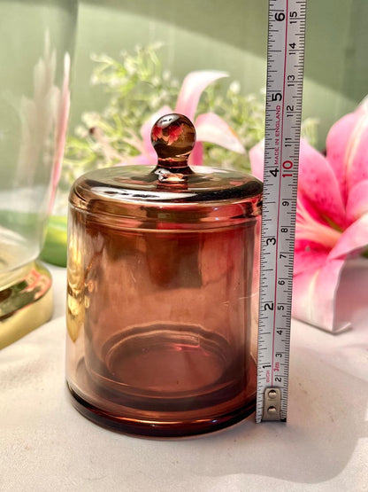 Amber Crystal Butter Lidded Jar with Knob Lid 11 cm