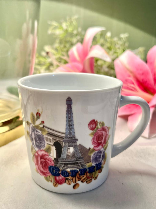 Eiffel Tower Floral Coffee Ceramic Mug 9 cm