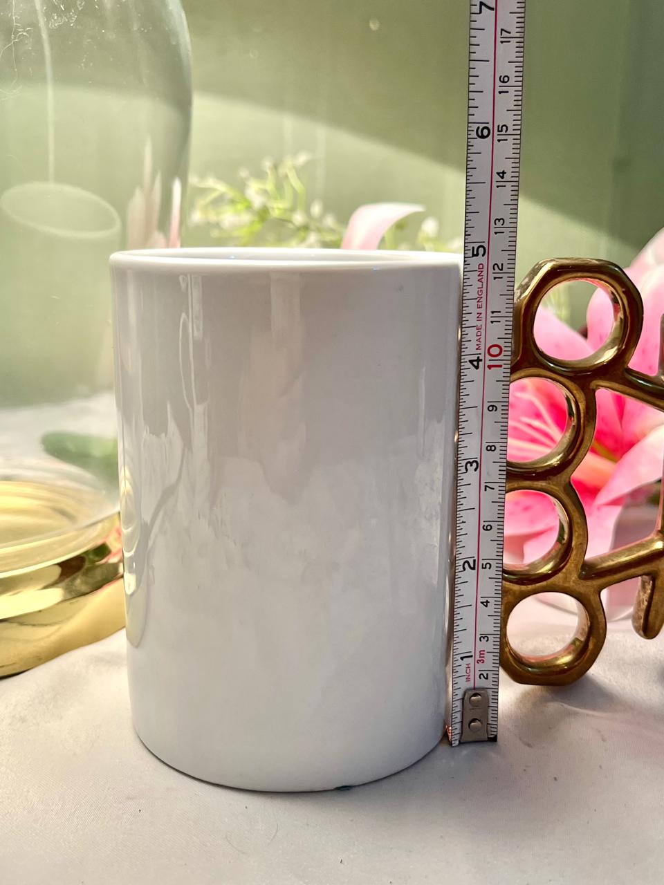 White Ceramic Cylindrical Utensil Holder 12 cm