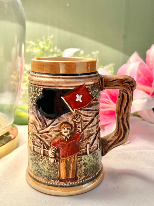 Relief Figural Ceramic Tankard Mug 12 cm
