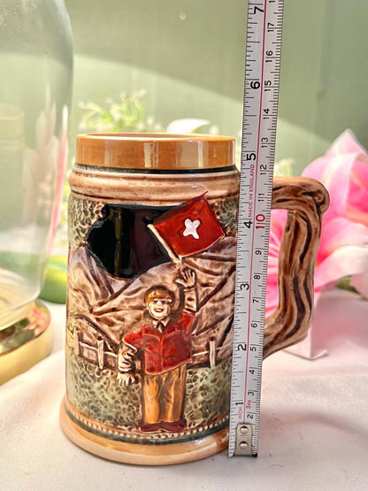 Relief Figural Ceramic Tankard Mug 12 cm