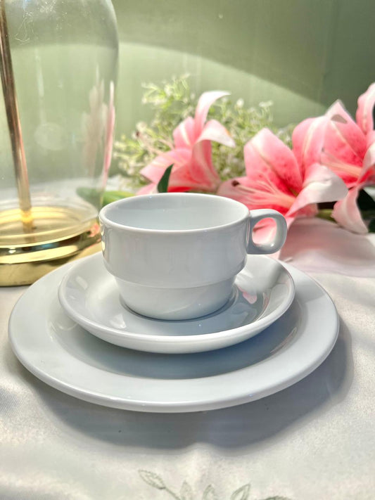 Bauscher Germany White Porcelain Cup Saucer & Side Plate Trio – Stadt Biberach