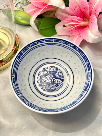 Blue & White Chinese Rice Grain Serving Bowl – 6 Inch