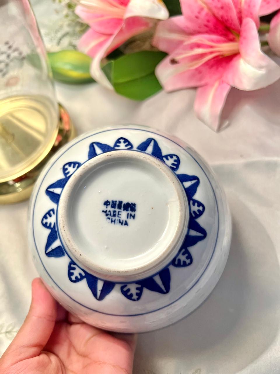 Blue & White Chinese Rice Grain Serving Bowl – 6 Inch