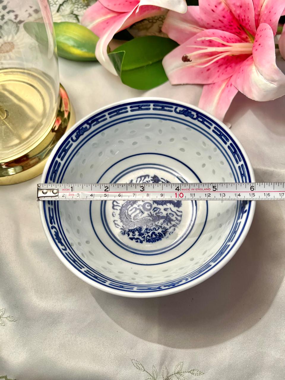 Blue & White Chinese Rice Grain Serving Bowl – 6 Inch