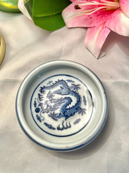 Blue & White Dragon Shallow Bowl – Approx. 5 Inch