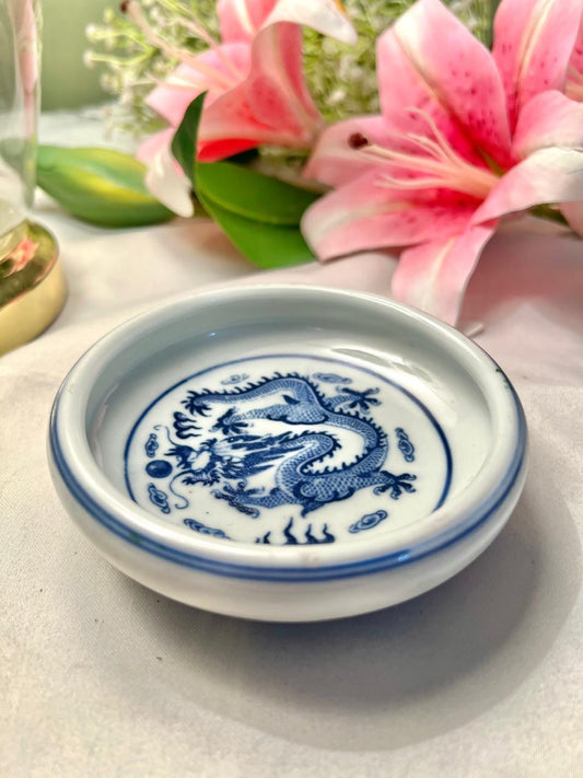 Blue & White Dragon Shallow Bowl – Approx. 5 Inch