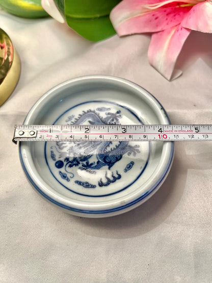 Blue & White Dragon Shallow Bowl – Approx. 5 Inch