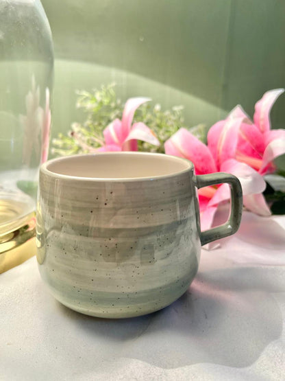Hand Painted Nutmeg Home Green Stoneware Soup Mug – Approx. 4 Inch