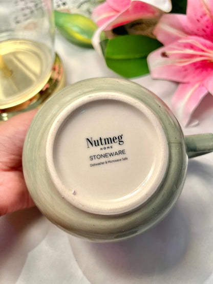 Hand Painted Nutmeg Home Green Stoneware Soup Mug – Approx. 4 Inch