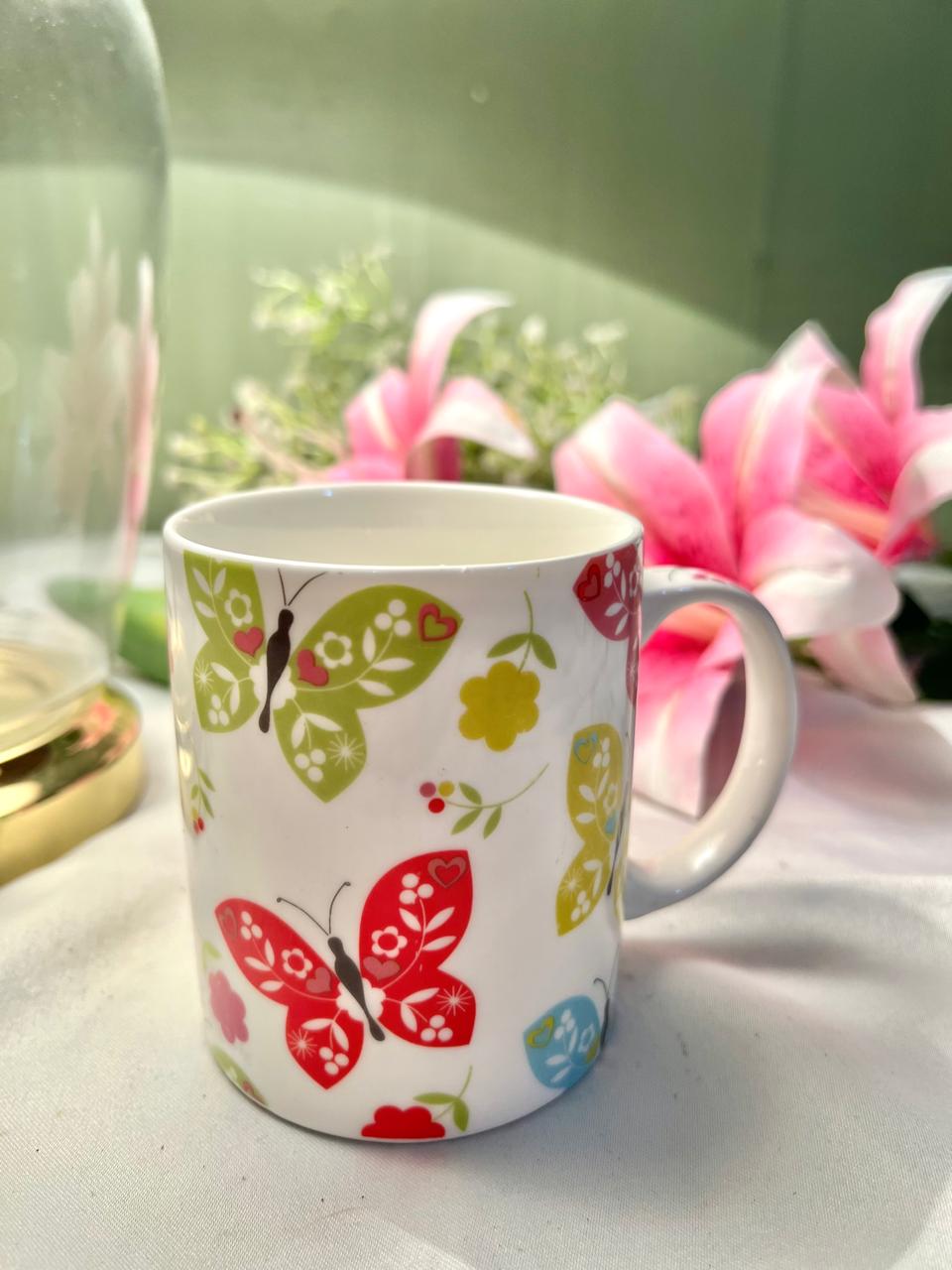 Fairmont & Main Butterfly Floral Ceramic Mug – 4 Inch
