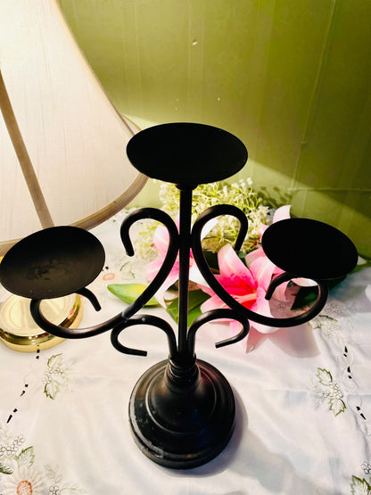 Black Metal 3-Arm Candelabra Candle Holder 38 cm