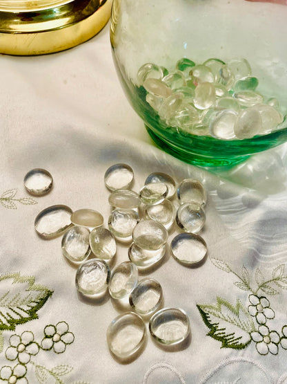 Clear Crystal Ruffled Vase with Green Base – Approx. 5.5 Inch