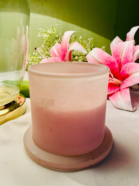 Pink Frosted Crystal Scented Jar Candle – Approx. 4 Inch