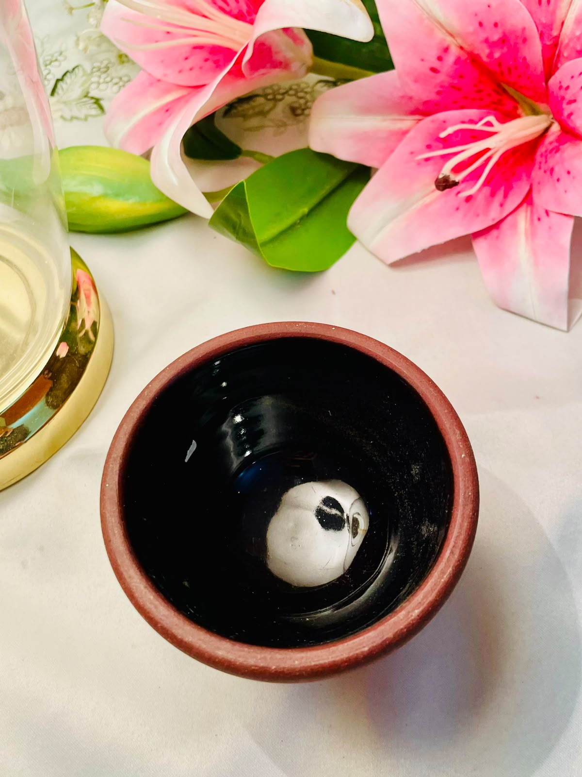 Brown Footed Ceramic Planter Bowl – Approx. 4 Inch
