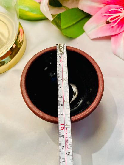 Brown Footed Ceramic Planter Bowl – Approx. 4 Inch