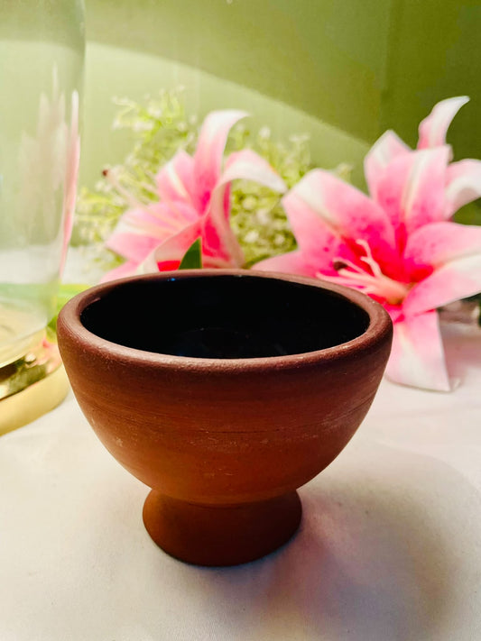 Brown Footed Ceramic Planter Bowl – Approx. 4 Inch