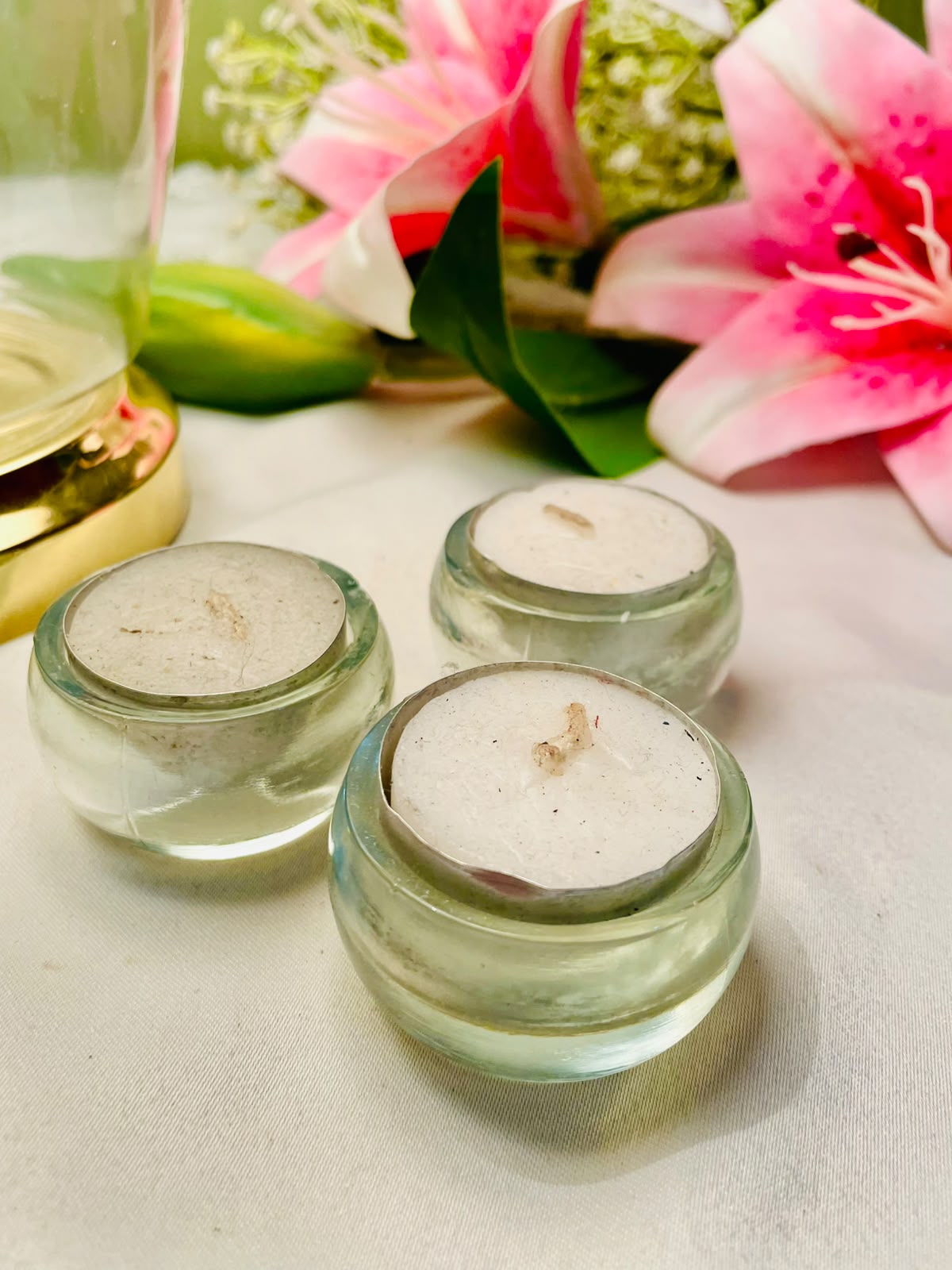 Clear Crystal Tealight Holders – 3 Piece Set
