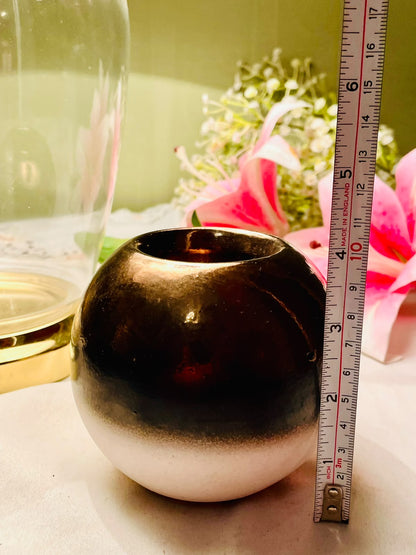Black & White Ombre Ceramic Candle Holder 10 cm