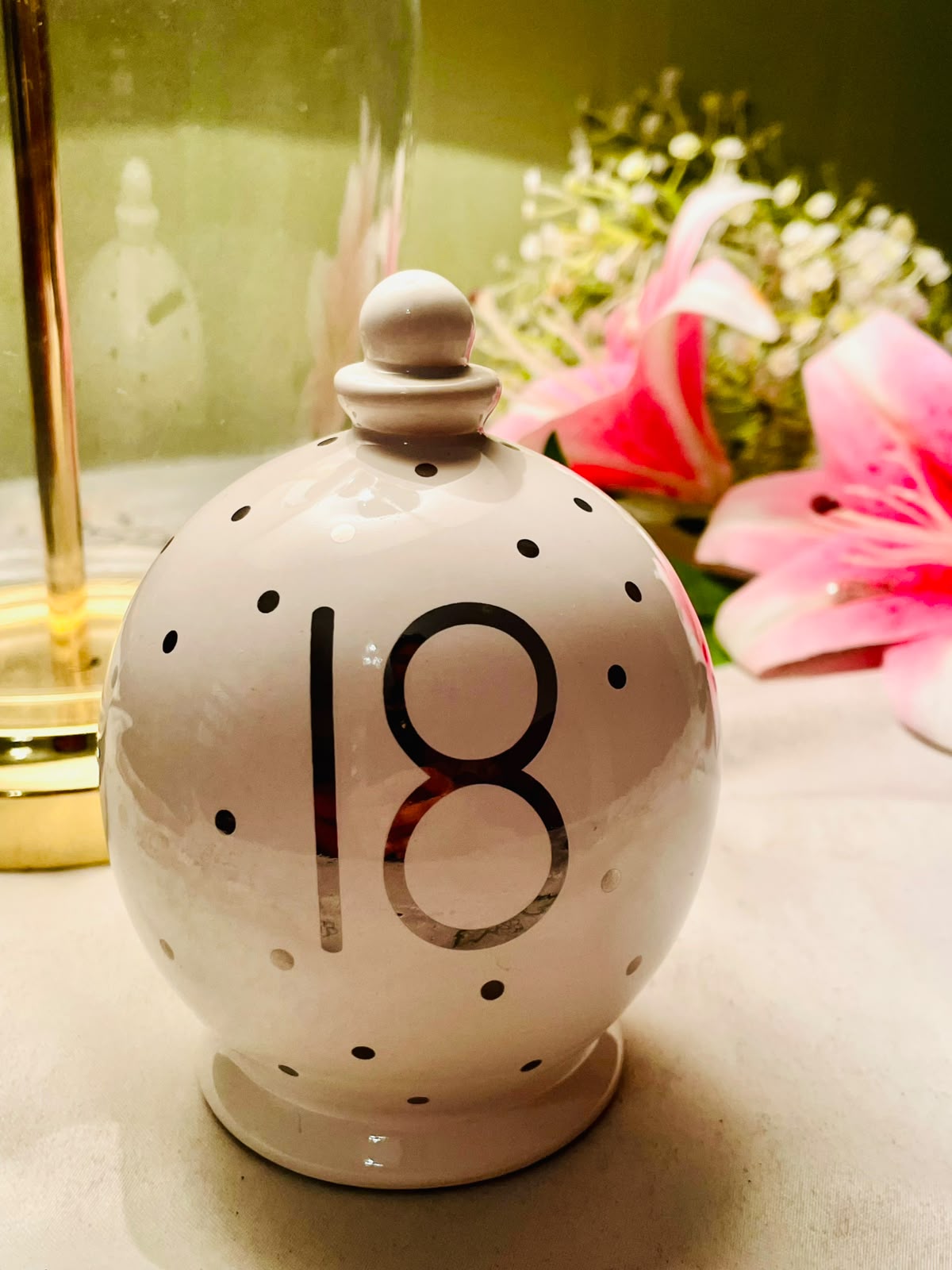 18th Birthday White & Black Ceramic Ornament Money Bank 12 cm