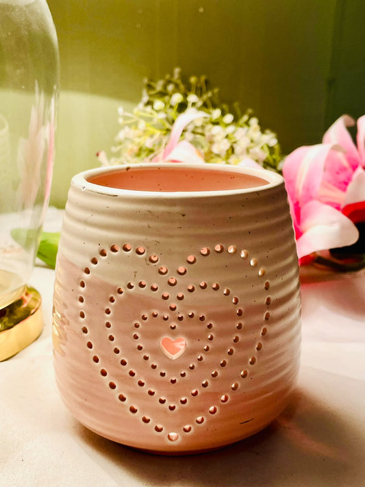 Blush Heart Pierced Ceramic Tealight Holder 12 cm