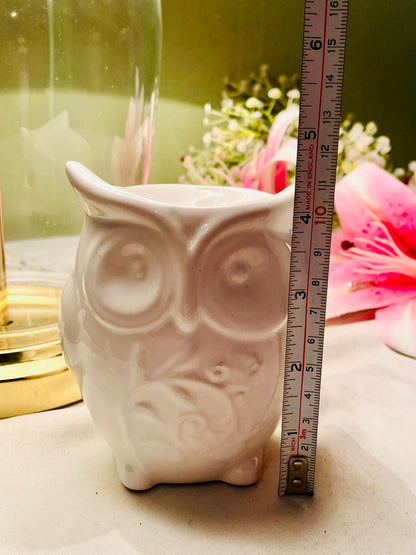 White Ceramic Owl Burner & Tealight Holder 11 cm