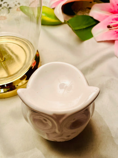 White Ceramic Owl Burner & Tealight Holder 11 cm