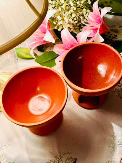 Terracotta Tealight Oil Burners 2-Piece (each )14 cm