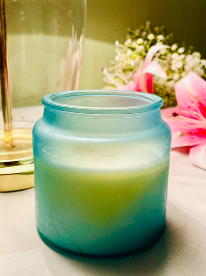 Aqua Frosted Crystal Scented Jar Candle 10 cm