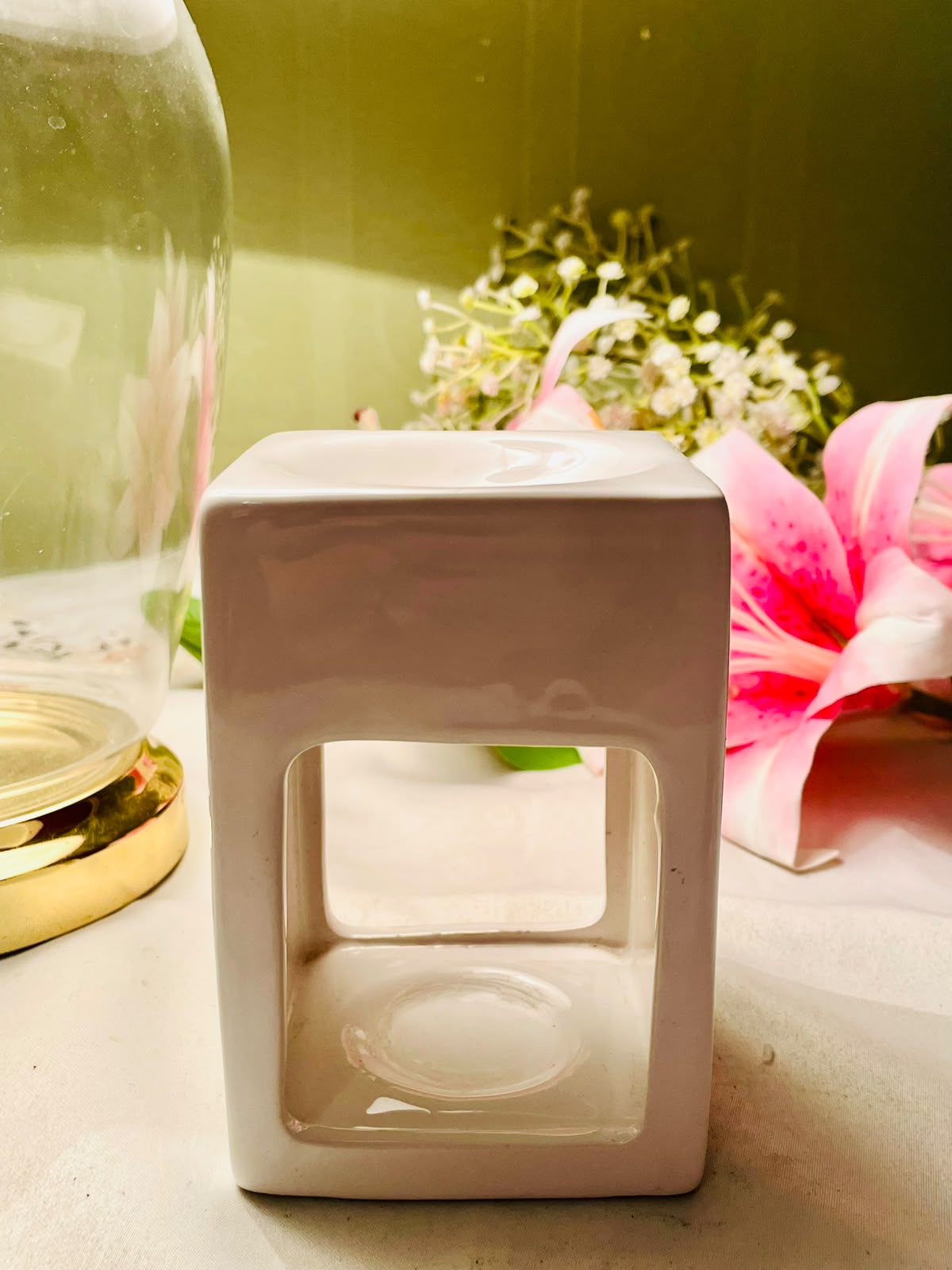 ASDA White Ceramic Modern Oil Burner 13 cm