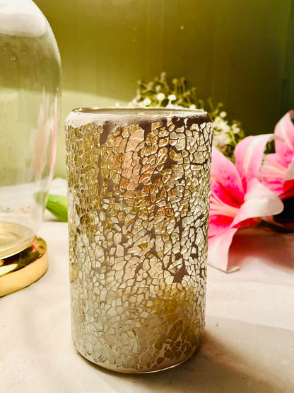 Gold Mosaic Crystal LED Candle Holder 15 cm