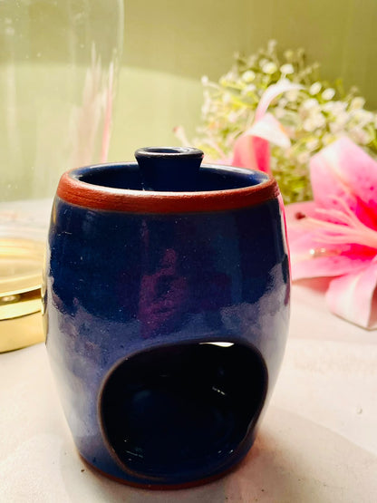 Hand Painting Navy Blue Ceramic Oil & Wax Melt Burner 10 cm