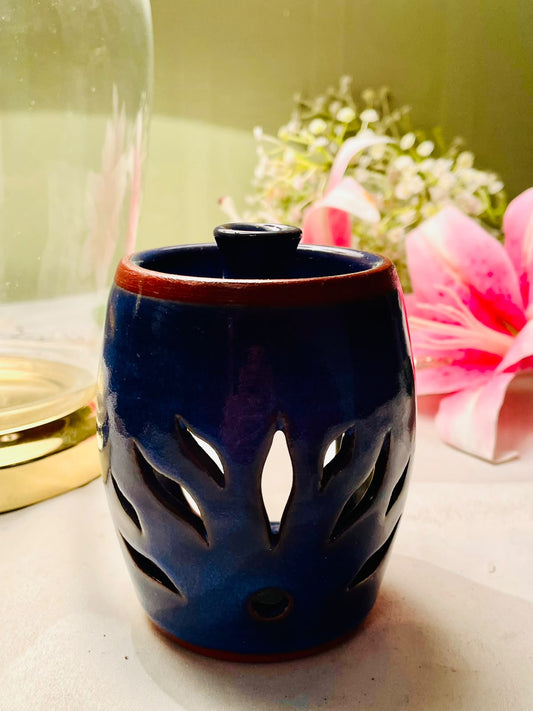 Hand Painting Navy Blue Ceramic Oil & Wax Melt Burner 10 cm