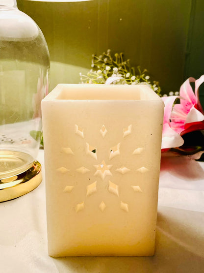 Cream Snowflake Cut-Out Candle Holder 16 cm