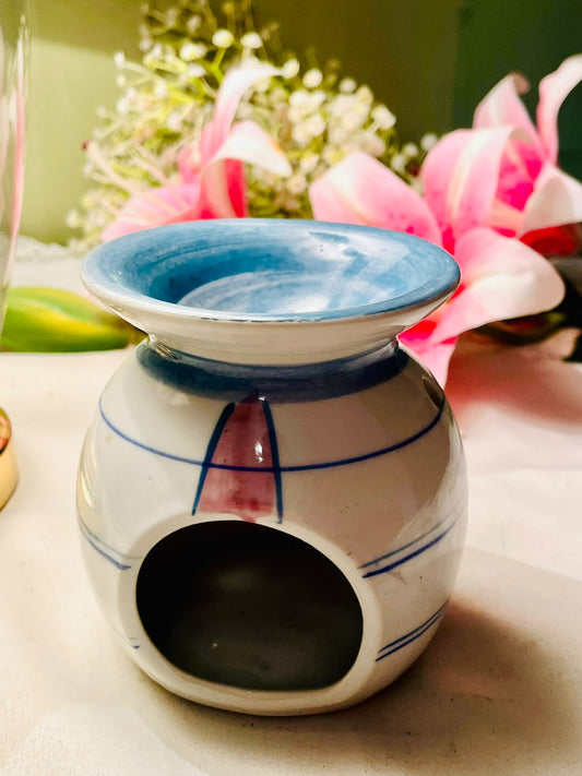 Blue Pottery Blue & Pink Floral Ceramic Oil & Wax Melt Burner 10 cm