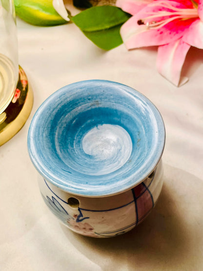 Blue Pottery Blue & Pink Floral Ceramic Oil & Wax Melt Burner 10 cm