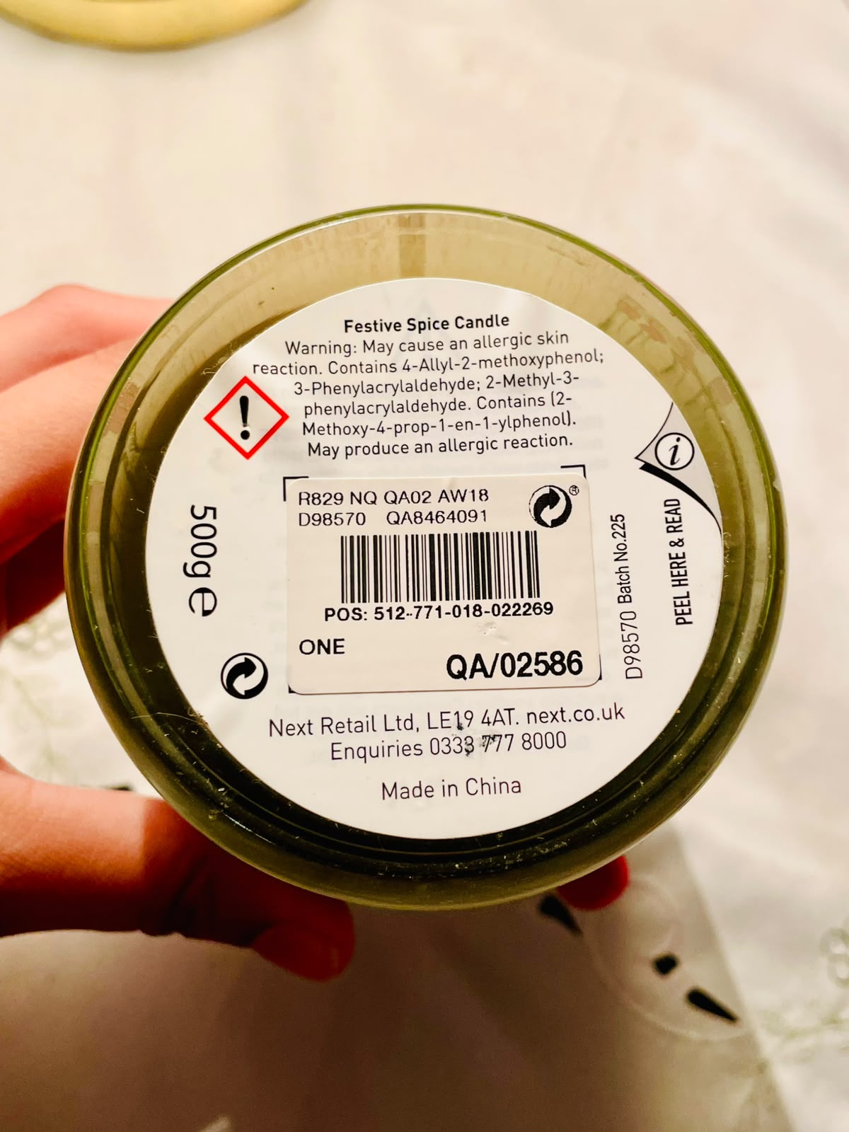 Next Festive Spice Christmas Scented Candle 500g Reindeer Design