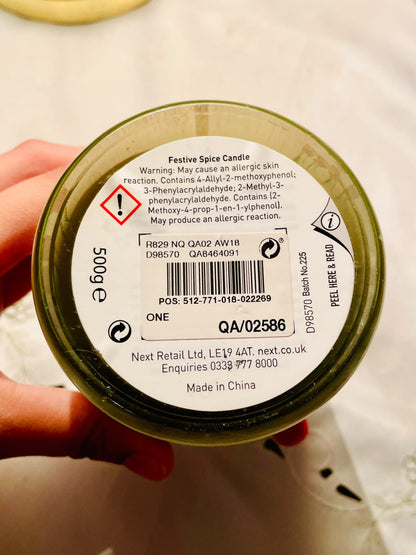 Next Festive Spice Christmas Scented Candle 500g Reindeer Design
