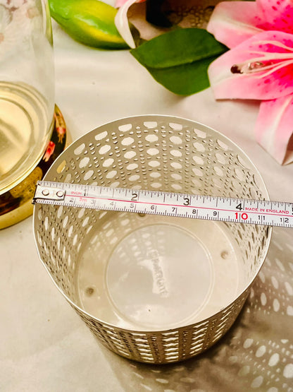 Cream Perforated Metal Candle Holder 11cm