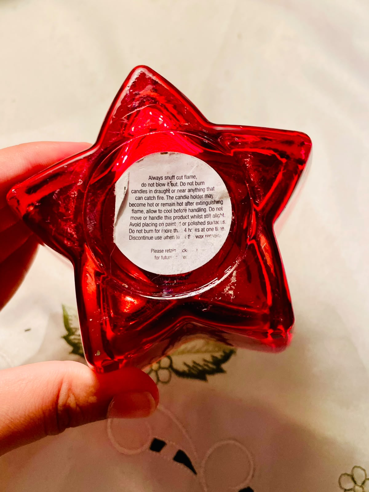 Red Crystal Star Scented Candle Holder 10cm